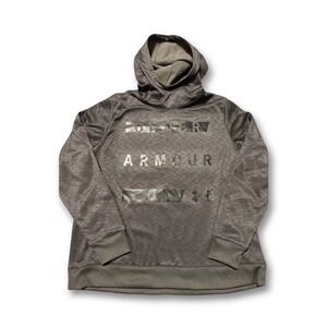 Under Armour Women's XXL ColdGear Hoodie Gray Heather Loose Fit Pullover Logo